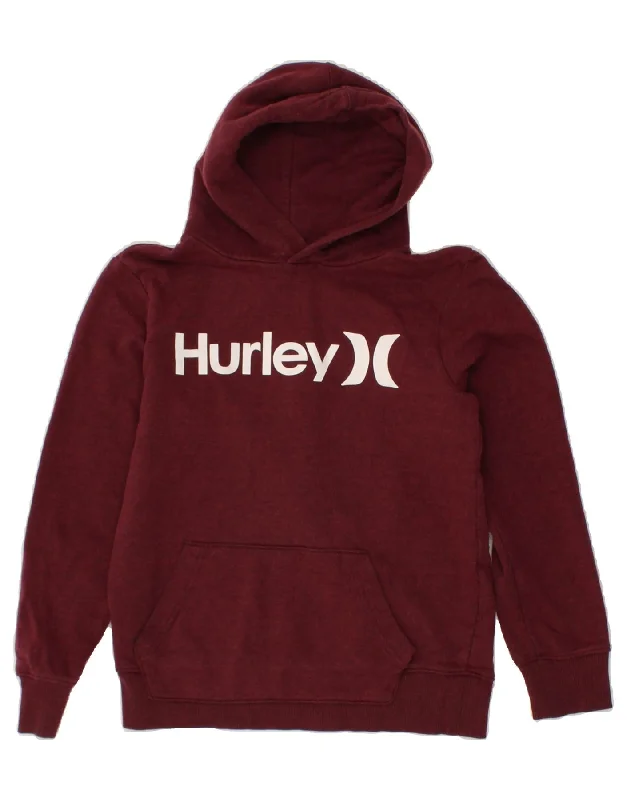 HURLEY Womens Graphic Hoodie Jumper UK 12 Medium Burgundy Cotton Graphic Hoodie Design Print HURLEY Womens Graphic Hoodie Jumper UK 12 Medium Burgundy Cotton Graphic Hoodie Design Print