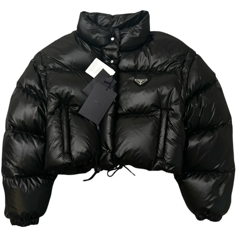 Women's Padded Cropped Plaques Logo Down Jacket Black Size IT 42 / UK 10 Faux Fur Jacket Real Fur Jacket Shearling Jacket Women's Padded Cropped Plaques Logo Down Jacket Black Size IT 42 / UK 10 Faux Fur Jacket Real Fur Jacket Shearling Jacket