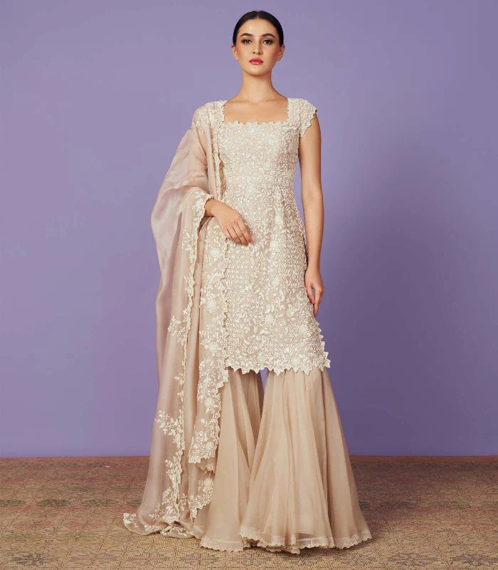 MUGHAL PEARL JACKET SET Stand-Up Collar Roll-Neck Collar Turtle Neck