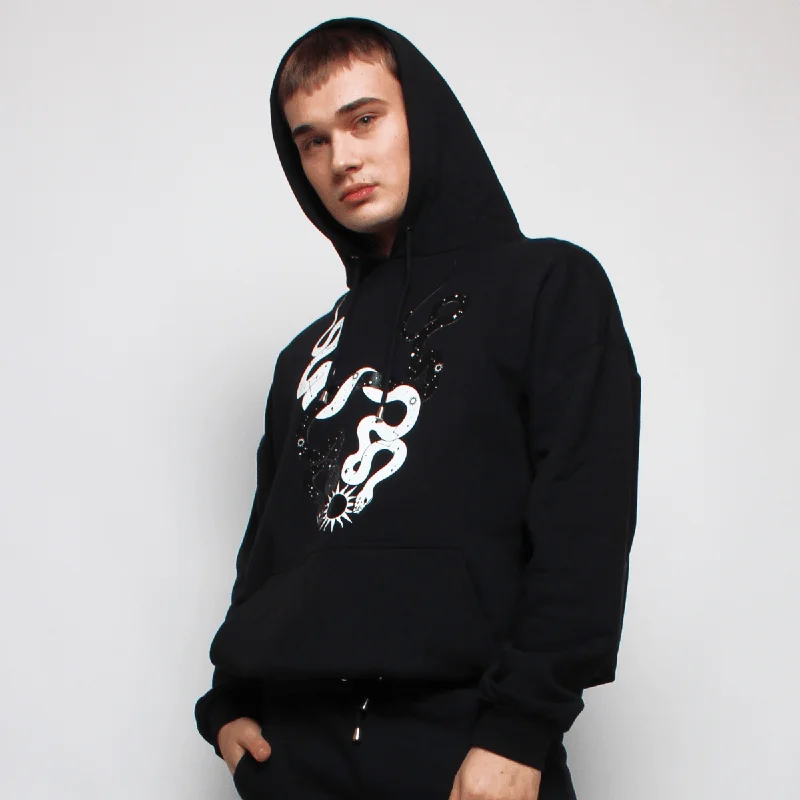 STARGAZER OVERSIZE HOODIE BLACK Hoodie with Color Block Contrast Stylish
