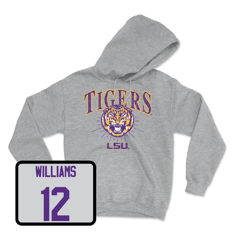 Women's Basketball Sport Grey Tigers Hoodie - Mikaylah Williams Hoodie with Hem Fringe Bohemian Relaxed Women's Basketball Sport Grey Tigers Hoodie - Mikaylah Williams Hoodie with Hem Fringe Bohemian Relaxed