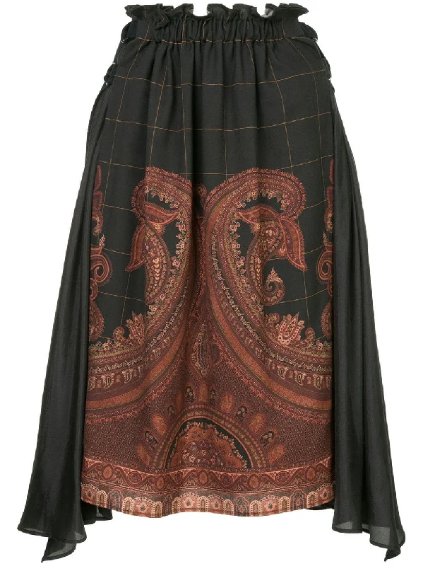 paisley print asymmetric skirt relaxed fit skirt