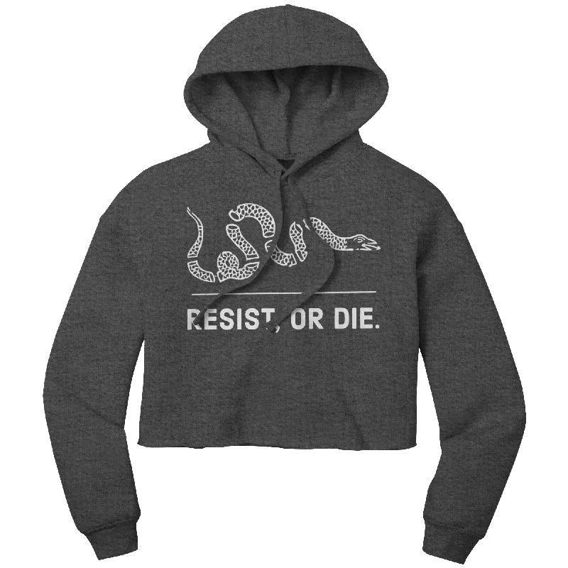 Resist, or Die. women's (dark) crop hoodie Hoodie with Reflective Safety Nightwear