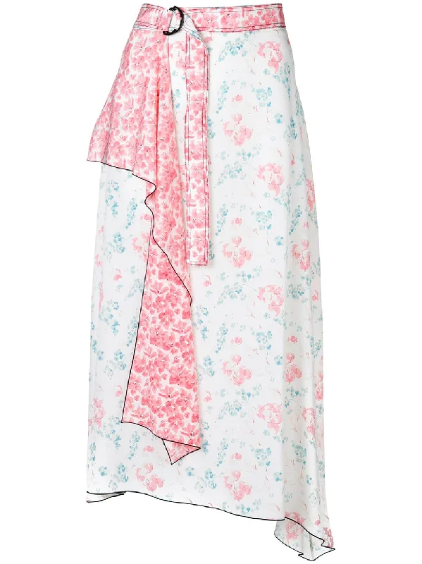 floral print contrast belt skirt lightweight skirt design