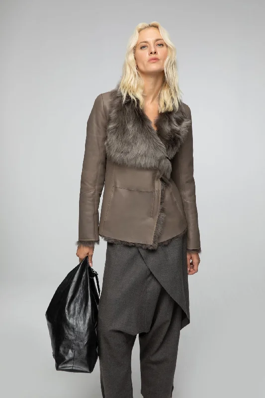 June - Nude Shearling Jacket Lace Jacket Ribbed Jacket Sequined Jacket