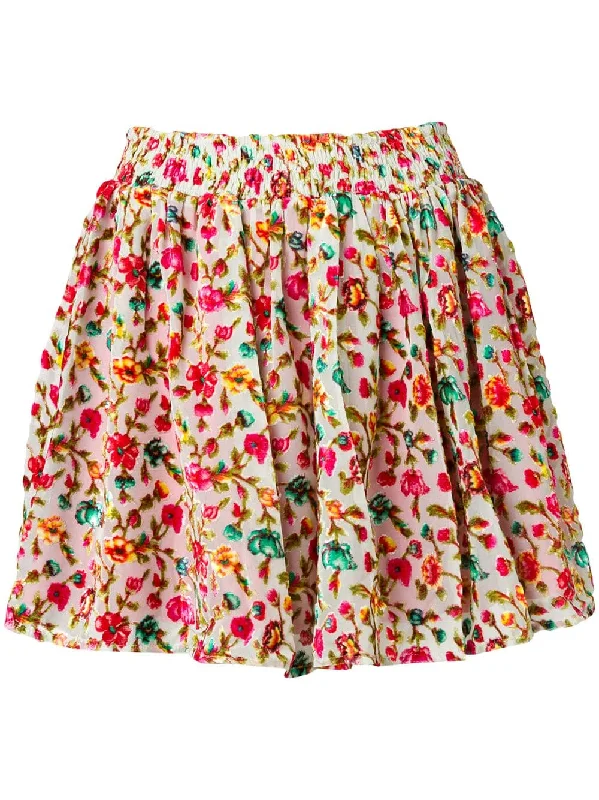 floral print short skirt chiffon skirt flowing