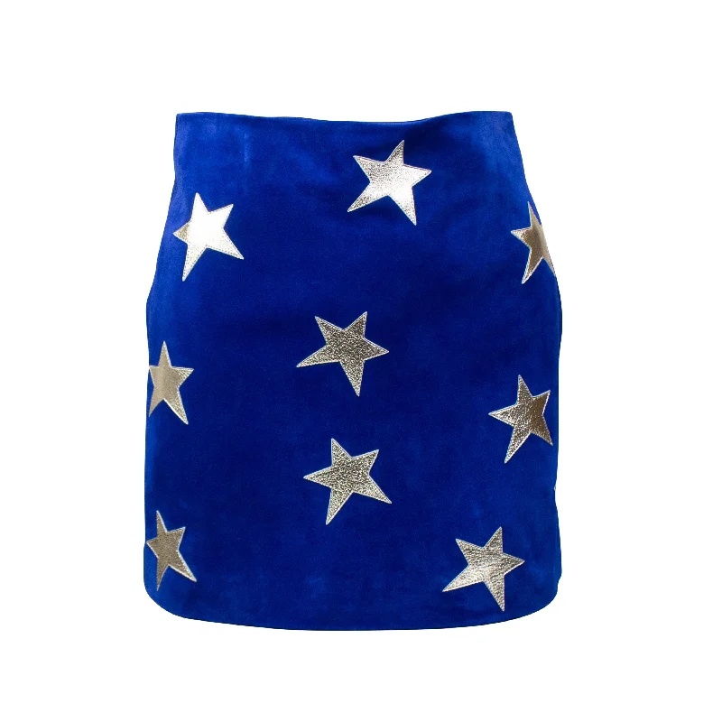 YSL-XBTM-0004/36 572138YC2XI4185 Blue Saint Laurent Star Suede Mini Skirt linen skirt natural