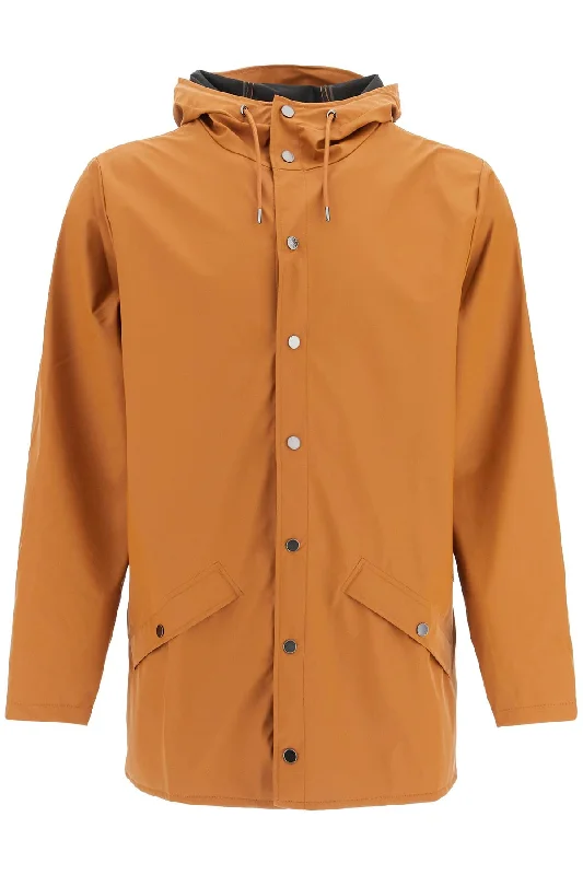 Unisex Rain Jacket  - Orange Print Jacket Jacquard Jacket Embroidered Jacket
