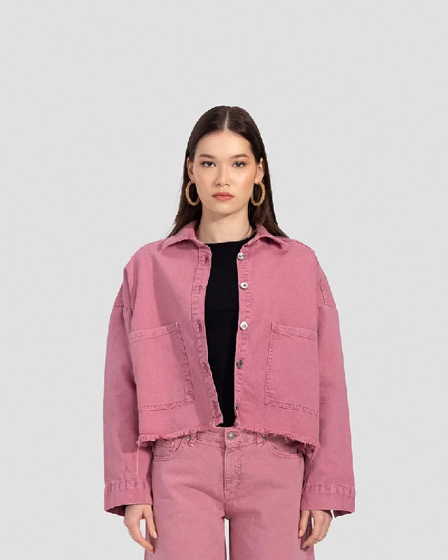 Cropped Denim Jacket (2083) - Kava Hoodie Zip-Up Jacket Button-Up Jacket
