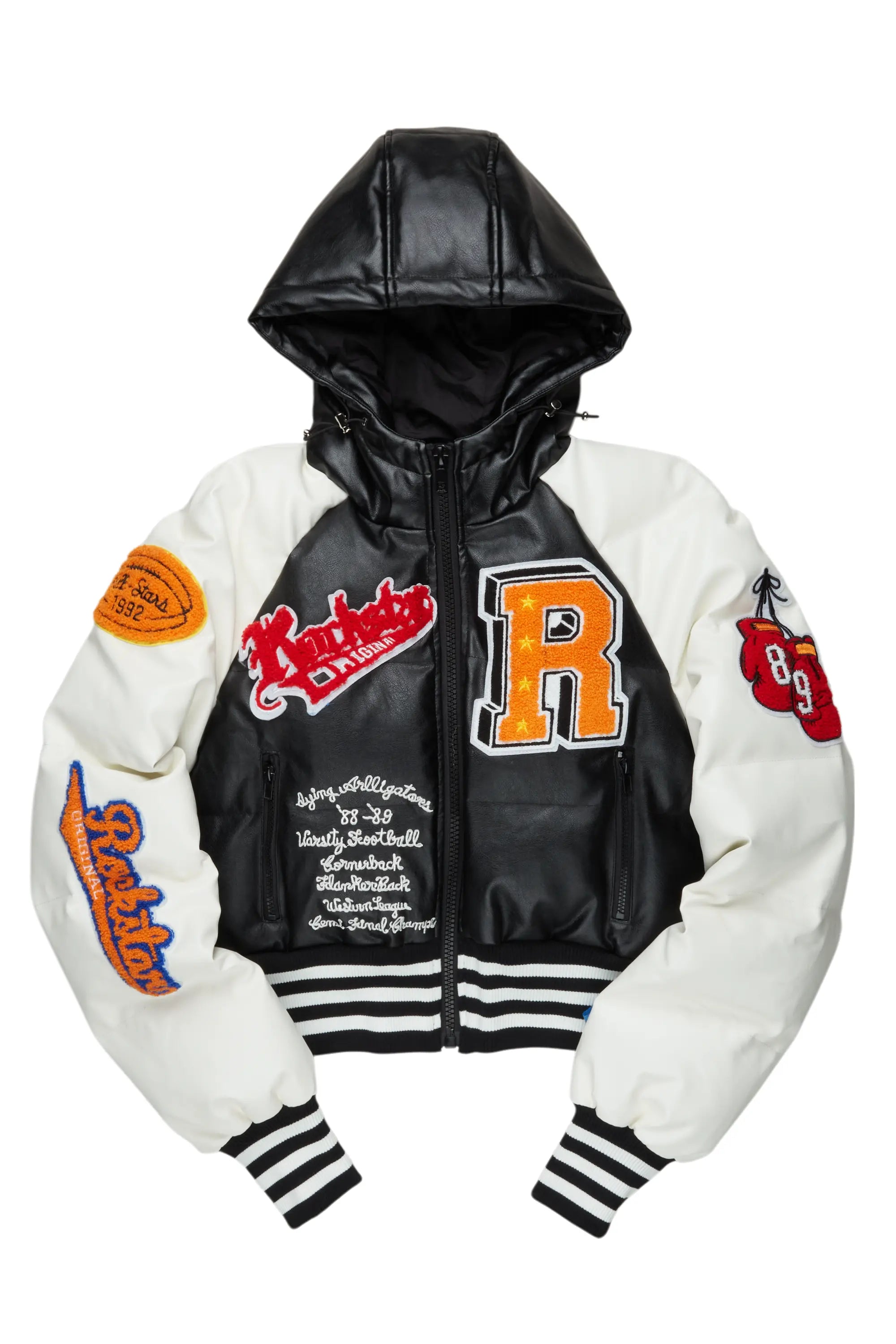 Xamaria Black Crop Puffer Jacket Mesh Jacket Canvas Jacket Denim Jacket