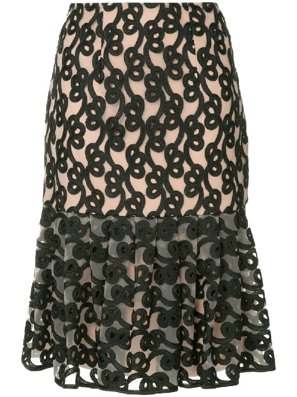 Link embroidered tulle skirt casual skirt length