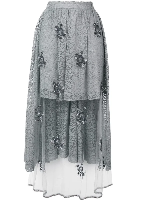 embellished lace high-low skirt velvet skirt sumptuous