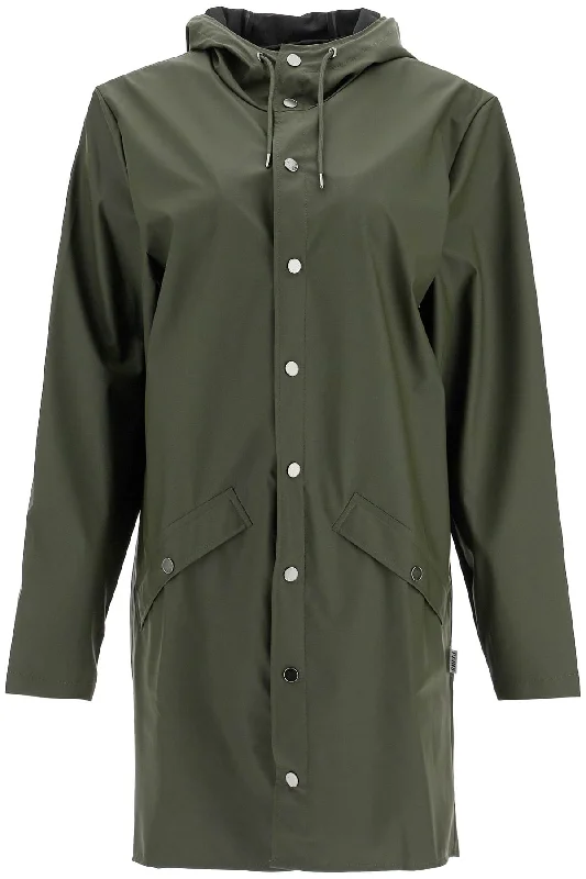 Unisex Long Rain Jacket  - Khaki A-Line Jacket Boat Neck Shawl Collar