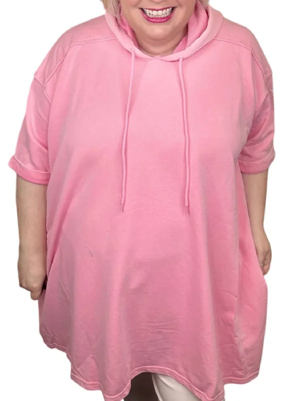 Trending Times Curvy Hoodie In Pink Hoodie with Turtle Neck Cozy Winter