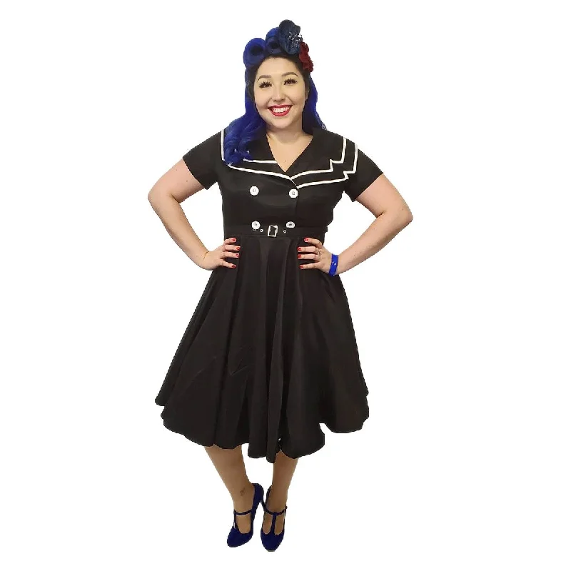 Sailor Dress in Black Tunics Distressed trendy