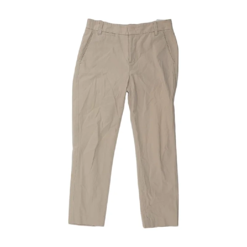 Beige Solid Khaki Pants Chic Wool Trousers