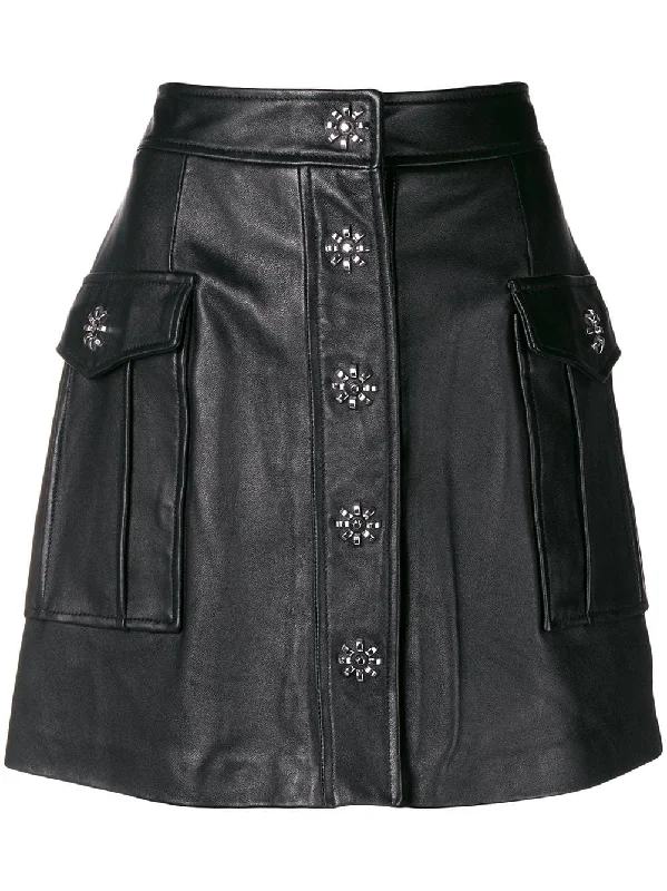 embellished lamb skin skirt summer skirt style