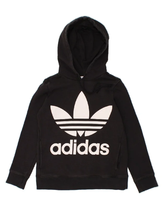 ADIDAS Womens Graphic Hoodie Jumper UK 8 Small Black Cotton Hoodie with Belted Waist Structured Tailored ADIDAS Womens Graphic Hoodie Jumper UK 8 Small Black Cotton Hoodie with Belted Waist Structured Tailored