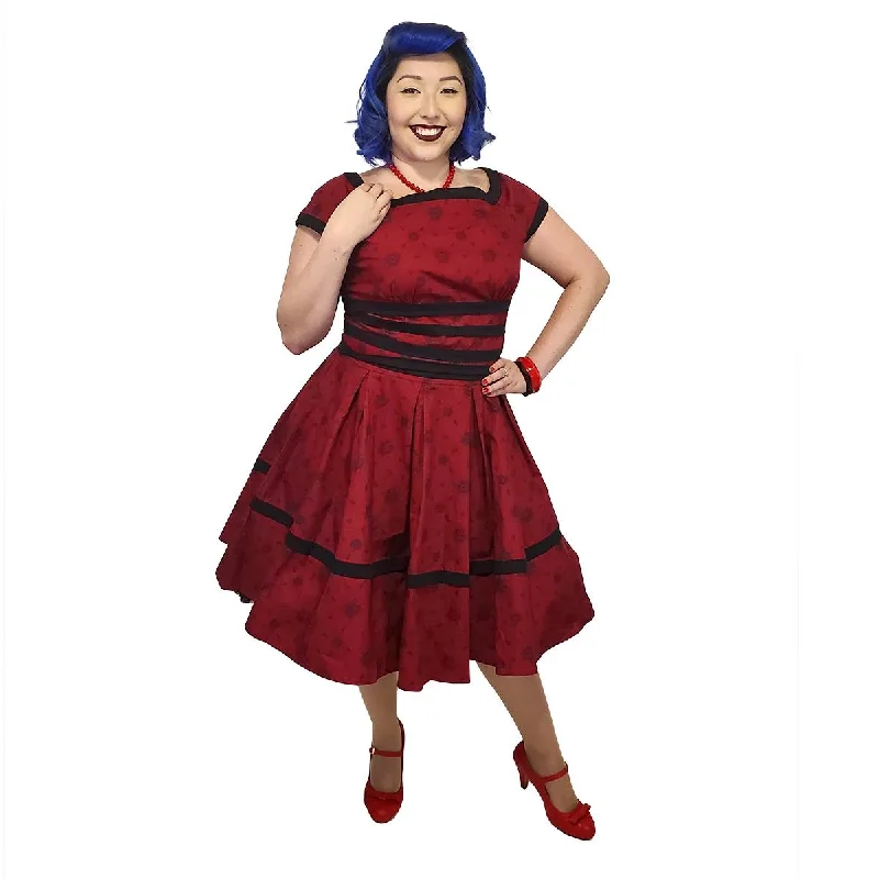Kara Floral Swing Dress in Dark Red Tunics Velvet soft