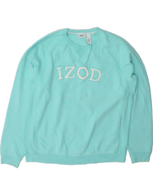 IZOD Womens Oversized Graphic Sweatshirt Jumper UK 16 Large Turquoise Hoodie with Gradient Ombre Colorful IZOD Womens Oversized Graphic Sweatshirt Jumper UK 16 Large Turquoise Hoodie with Gradient Ombre Colorful
