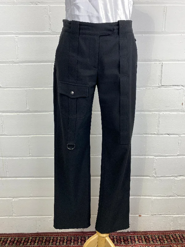 Vintage 1990s/Y2K Black Gianfranco Ferré (Ferré Jeans) Low Waist 'Cargo' Pants Relaxed Casual Leggings