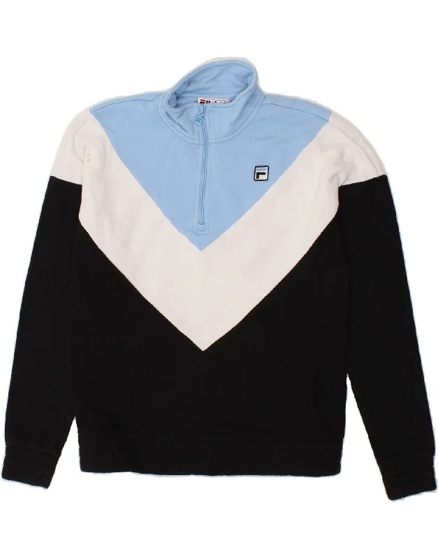 FILA Womens Sweatshirt Jumper UK 14 Medium Multicoloured Colourblock Hoodie with Cuffed Sleeves Snug Secure FILA Womens Sweatshirt Jumper UK 14 Medium Multicoloured Colourblock Hoodie with Cuffed Sleeves Snug Secure