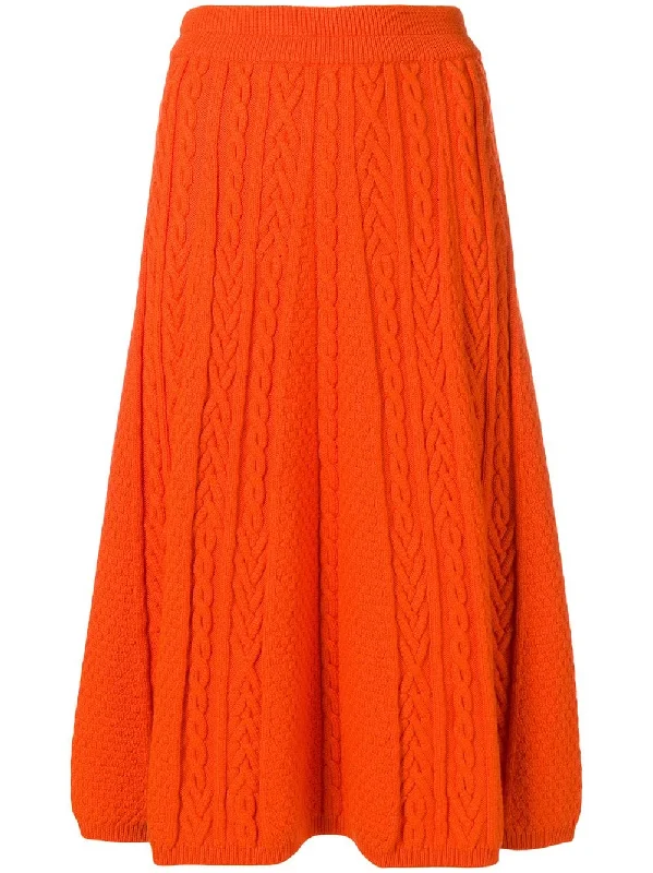 flared knitted skirt leather skirt sleek