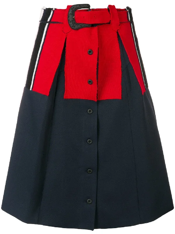 belted A-line skirt denim skirt trendy