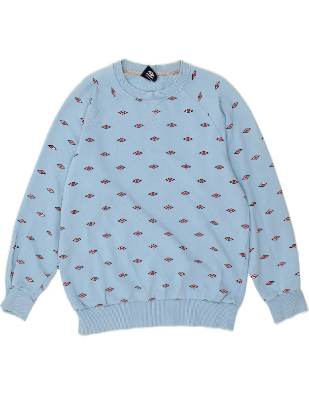 UMBRO Womens Graphic Sweatshirt Jumper UK 14 Medium Blue Cotton Hoodie with Half-Zip Sporty Casual UMBRO Womens Graphic Sweatshirt Jumper UK 14 Medium Blue Cotton Hoodie with Half-Zip Sporty Casual