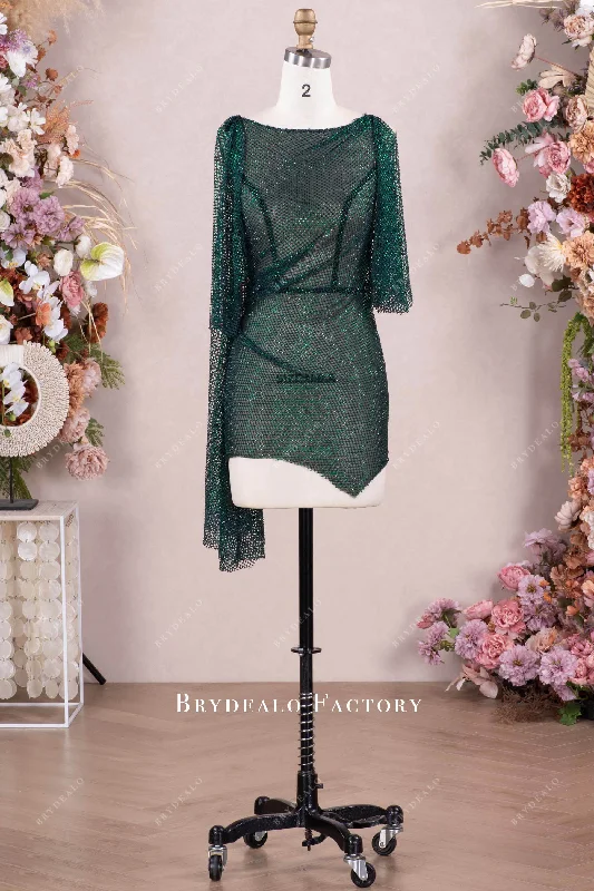 Sleeveless Metallic Rhinestone Asymmetrical Mini Party Dress Tunics Recommended stylist