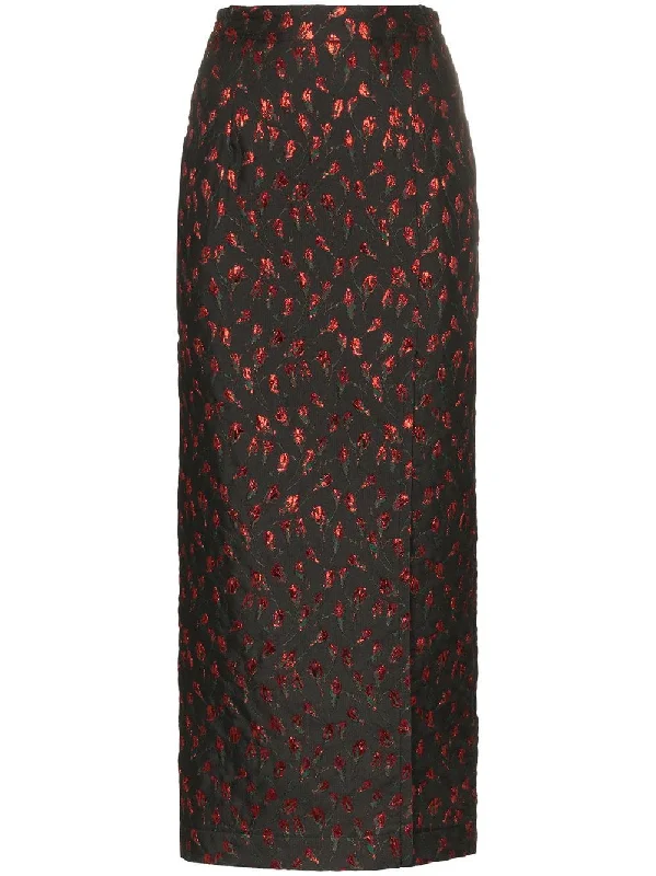 high waist rose jacquard midi skirt velvet skirt plush