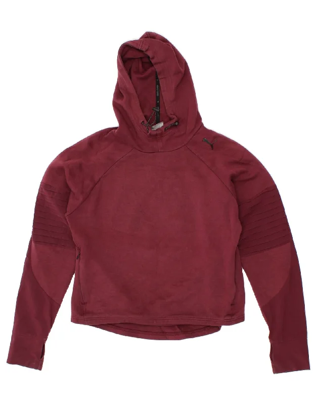 PUMA Womens Hoodie Jumper UK 12 Medium Maroon Polyester Hoodie with Pastel Soft Subtle PUMA Womens Hoodie Jumper UK 12 Medium Maroon Polyester Hoodie with Pastel Soft Subtle