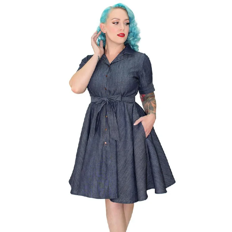 Circle Dress in Denim by Hemet Tunics Sophisticated sleek