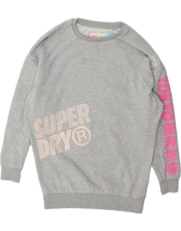 SUPERDRY Womens Tokyo Oversized Sweatshirt Jumper UK 6 XS Grey Colourblock Hoodie with Slim Fit Tailored Modern SUPERDRY Womens Tokyo Oversized Sweatshirt Jumper UK 6 XS Grey Colourblock Hoodie with Slim Fit Tailored Modern