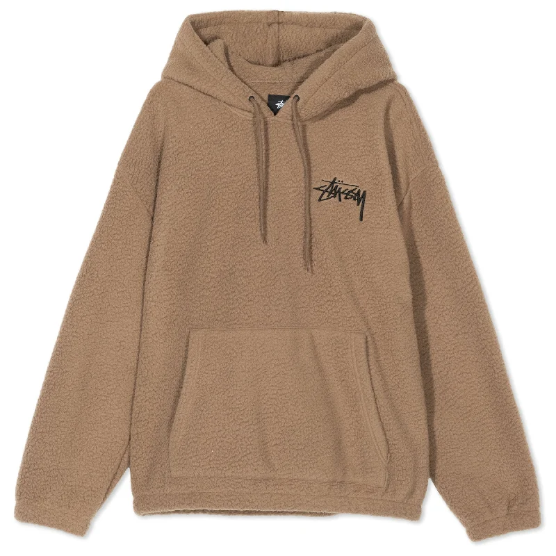 Stussy Bronson Polar Fleece Hoodie Taupe Hoodie with Neon Bright Vibrant