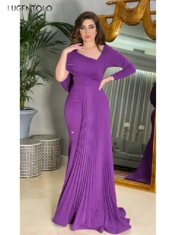 Women Sexy Party Dress Long Sleeve Pressure Pleated Maxi Dress S 534223 Tunics Short Trendy Women Sexy Party Dress Long Sleeve Pressure Pleated Maxi Dress S 534223 Tunics Short Trendy