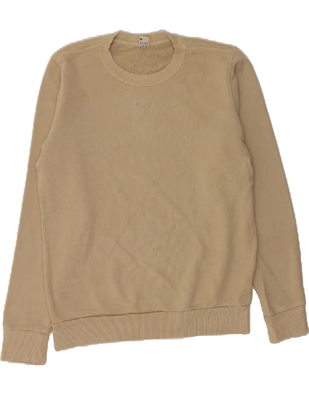 REEBOK Womens Sweatshirt Jumper UK 12/14 Medium Beige Cotton Hoodie with Logo Branding Identity REEBOK Womens Sweatshirt Jumper UK 12/14 Medium Beige Cotton Hoodie with Logo Branding Identity