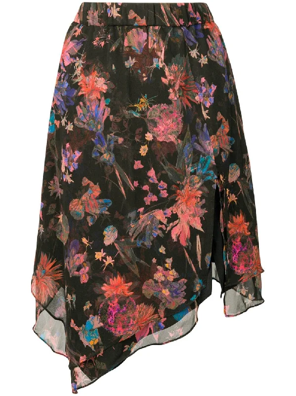 asymmetric floral print skirt lace skirt intricate