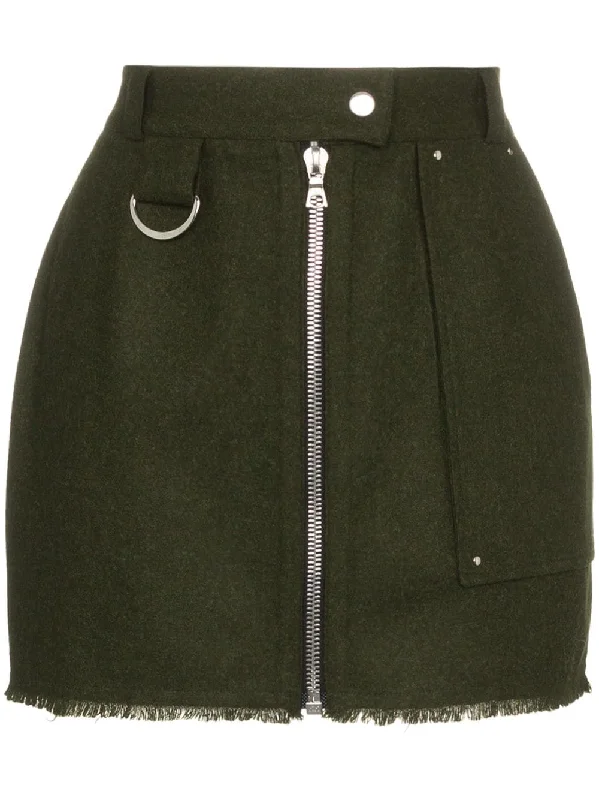 zip front fitted mini skirt cashmere skirt fine