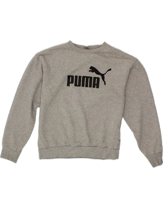 PUMA Womens Oversized Crop Graphic Sweatshirt Jumper UK 6 XS Grey Cotton Hoodie with Tie-Dye Psychedelic Retro PUMA Womens Oversized Crop Graphic Sweatshirt Jumper UK 6 XS Grey Cotton Hoodie with Tie-Dye Psychedelic Retro