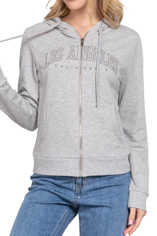 Women's French Terry Hoodie Jacket Long Sleeve with Embroidery Fleece Fabric Down Fabric Feather Fabric Women's French Terry Hoodie Jacket Long Sleeve with Embroidery Fleece Fabric Down Fabric Feather Fabric