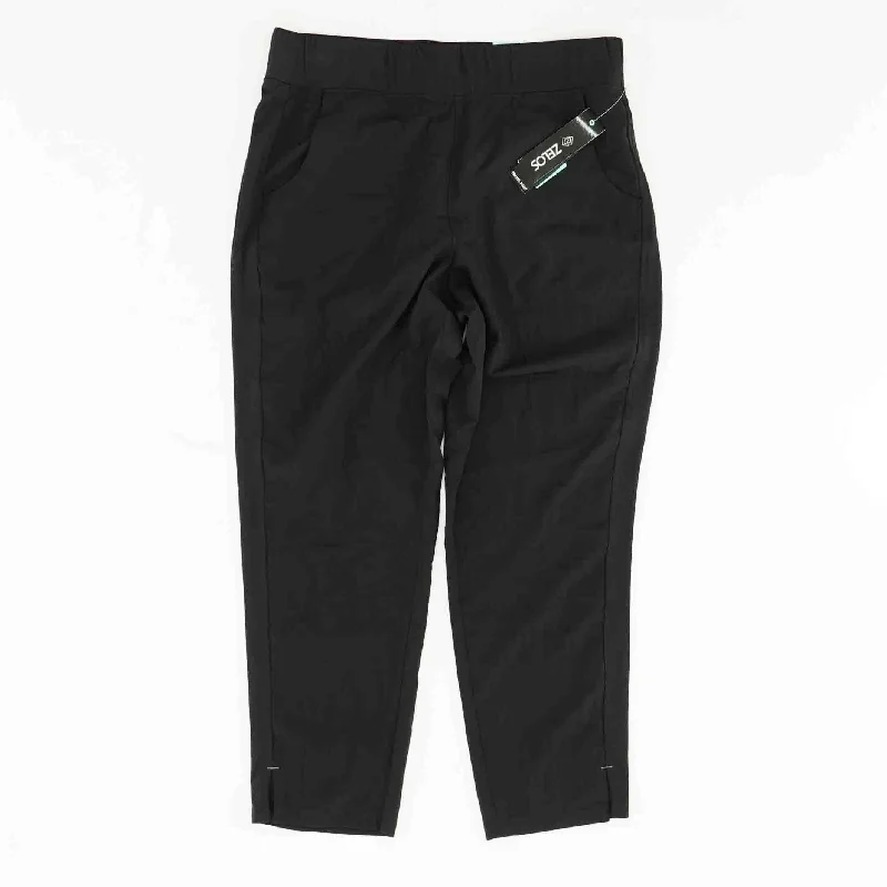 Black Solid Active Pants Chic Capri Pants