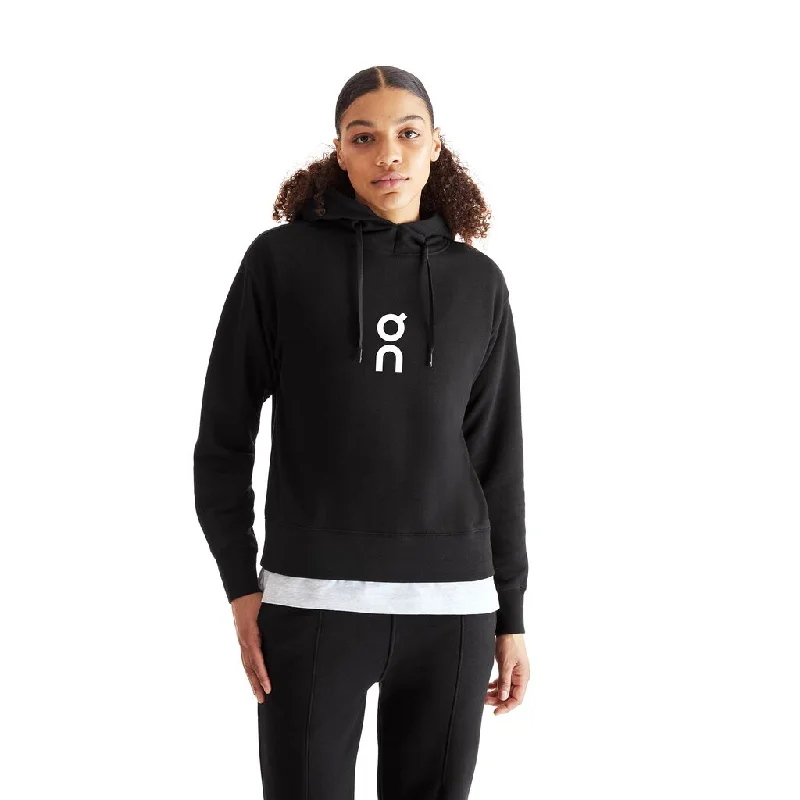 On Women's Club Hoodie Black Hoodie with Sequins Glamorous Eye-catching