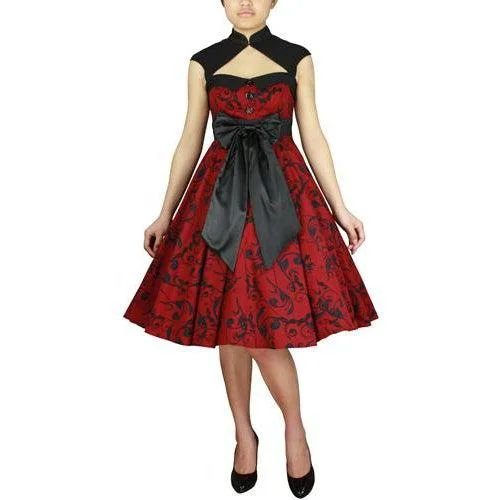 Kate Cutout Dress in Red Boat Neckline Classic