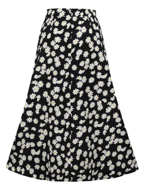 Vintage Print A Line Skirt vintage skirt charm