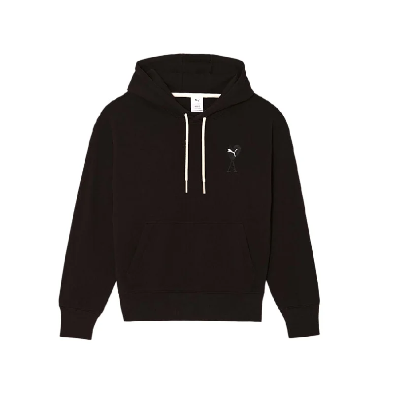 Puma x AMI Hoodie Black Hoodie with Oversized Fit Loose Comfortable
