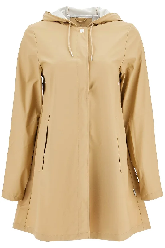 Unisex A-line Rain Jacket  - Beige Insulated Jacket Fitted Jacket Loose Jacket