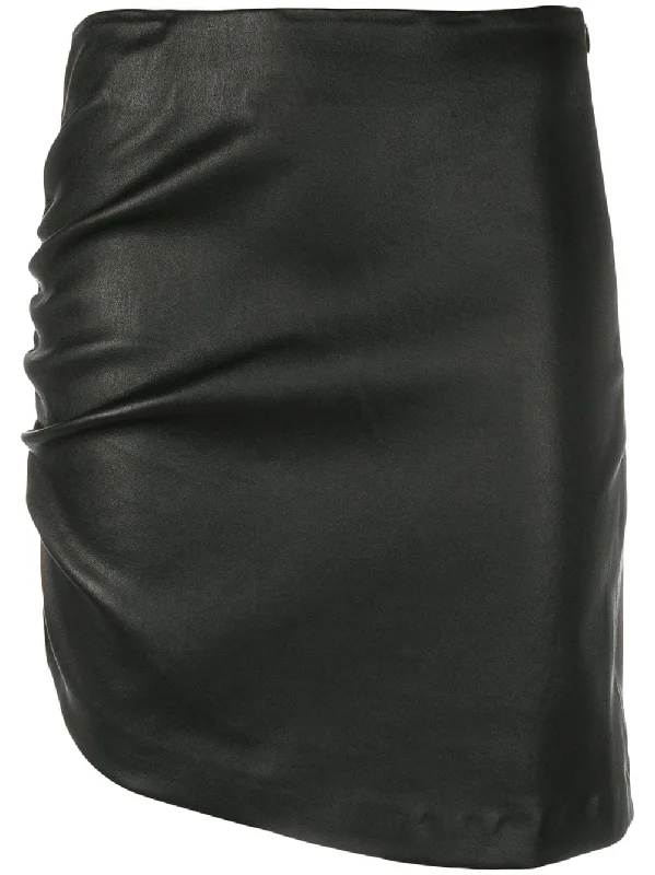 Apava asymmetric leather skirt velvet skirt rich