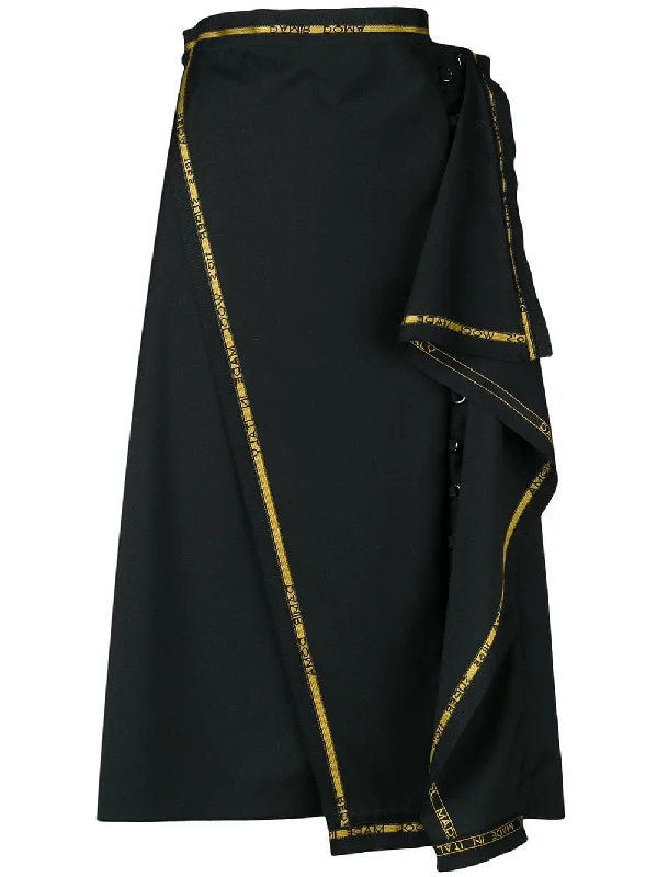 ruffle logo-trim skirt wool skirt breathable