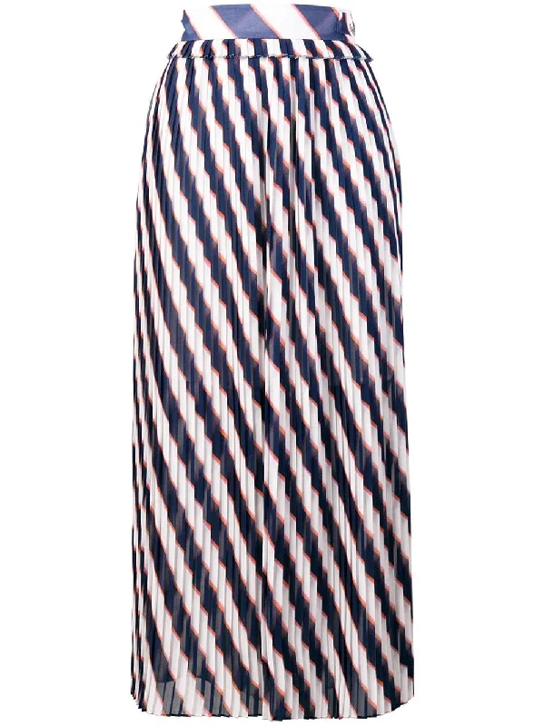 Hamal striped midi skirt chiffon skirt flowing